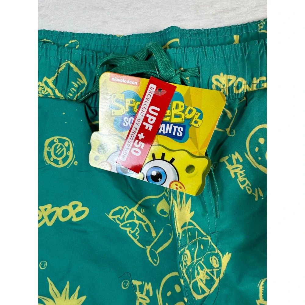 NWT Nickelodeon SpongeBob SquarePants Mens Swim Trunks UPF 50 Board Shorts L